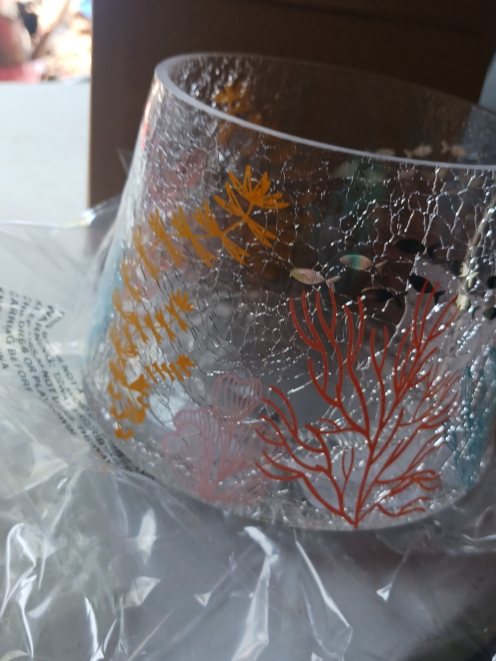 Yankee Candle  Shade Topper with Yellow and Orange Seaweed Motif